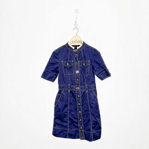 Marc by MARC JACOBS Canvas Shirt Dress Navy blue retro belted button front US 4